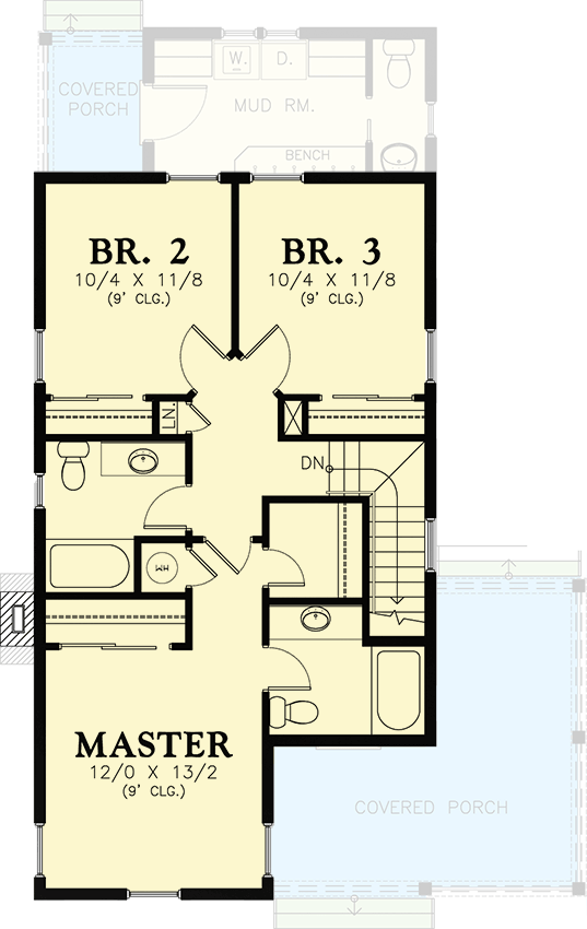 Plan 69416AM: Wraparound Porch with Alternate Versions - Floor Plan - 2nd Floor - Country, Traditional