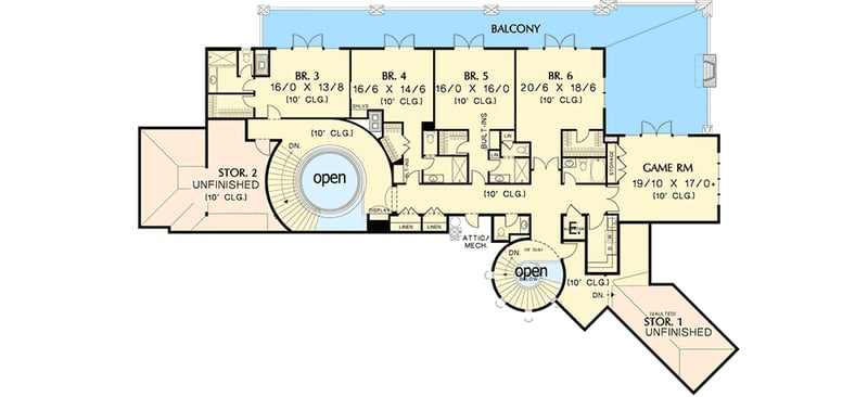 Plan 69463AM: Spectacular European Showplace - Floor Plan - 2nd Floor - European, French Country