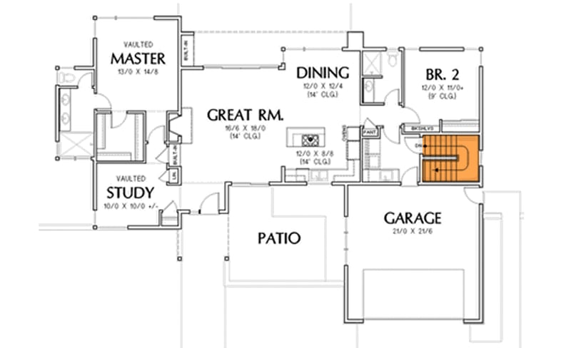 Plan 69478AM: Classic Exterior with Options - Floor Plan - Basement Stairs - European, French Country