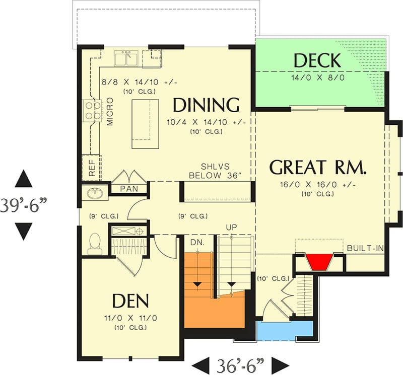 Plan 69487AM: Open Floor Plan - Floor Plan - Main Level - Northwest