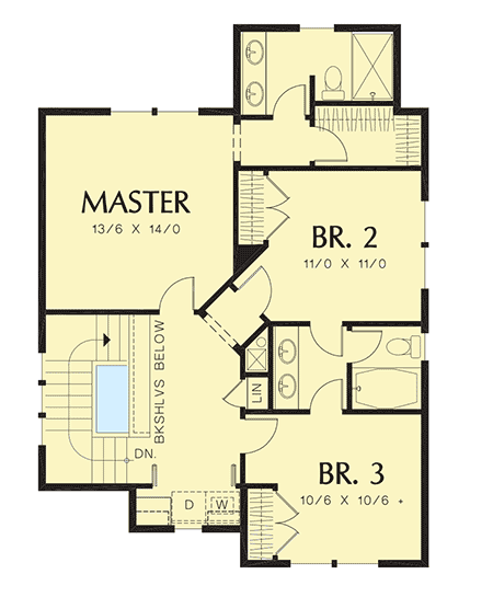Plan 69490AM: Spacious Kitchen - Floor Plan - 2nd Floor - Northwest