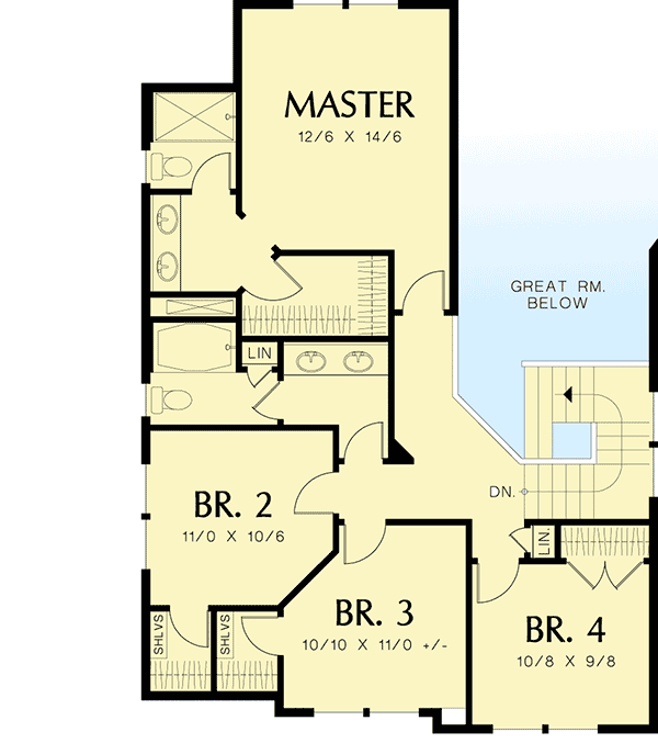 Plan 69491AM: Narrow Lot Traditional Home Plan - Floor Plan - 2nd Floor - Country, Northwest, Traditional