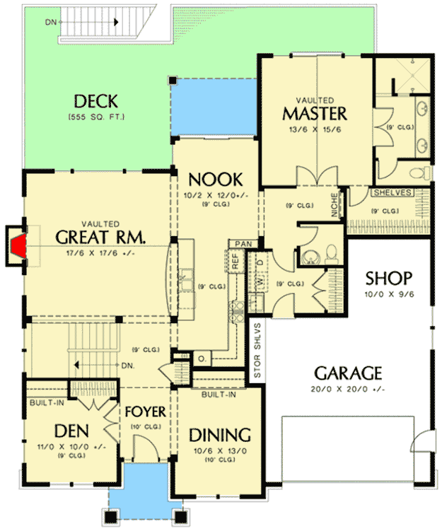 Plan 69494AM: Maximized Outdoor Living - Floor Plan - Main Level - Cottage, Craftsman, Northwest