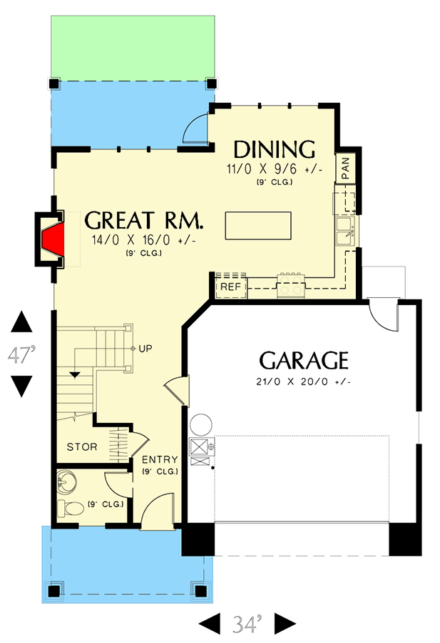 Plan 69522AM: Craftsman Cottage With Gabled Entry - 1635 Sq Ft - Floor Plan - Main Level - Craftsman, Northwest, Shingle
