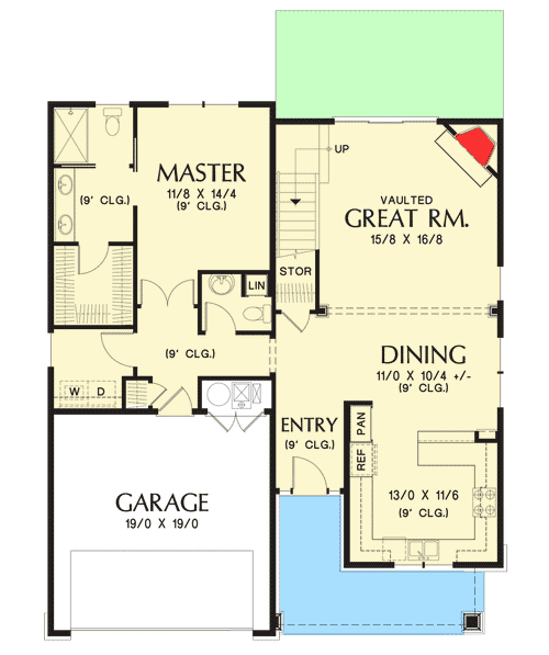 Plan 69526AM: Compact Northwest Home Plan - 1986 Sq FT - Floor Plan - Main Level - Cottage, Craftsman, Northwest, Shingle