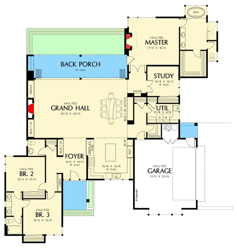 Plan 69530AM: Open, Airy and Attractive Mid-Century Modern House Plan - Floor Plan - Main Level - Contemporary, Mid Century Modern, Modern, Northwest, Prairie
