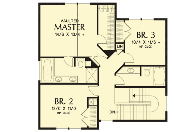 Plan 69551AM: Compact Hillside House Plan - Floor Plan - 2nd Floor - Northwest, Traditional