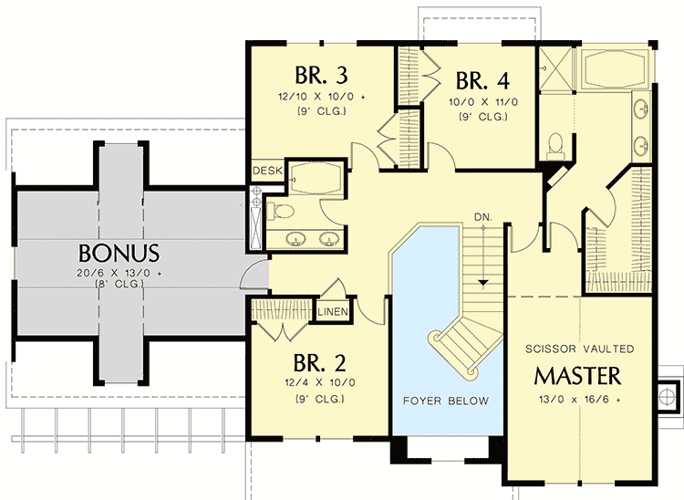 Plan 69561AM: Huge Bonus Room - Floor Plan - 2nd Floor - Craftsman, Northwest