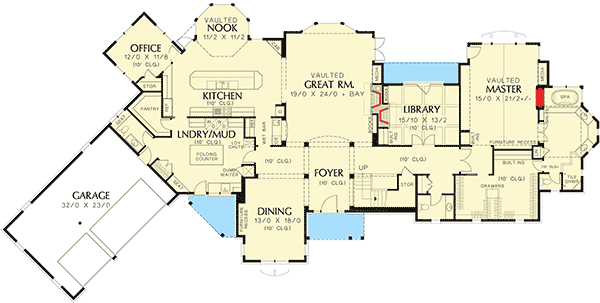Plan 69566AM: French Country Beauty And Elegance - Floor Plan - Main Level - European, French Country