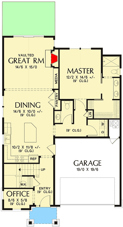 Plan 69584AM: Northwest House Plan with Open Layout - Floor Plan - Main Level - Craftsman, Northwest