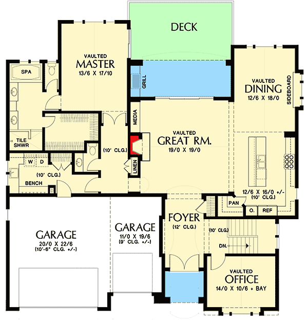 Plan 69602AM: Vaulted Ceilings Everywhere - Floor Plan - Main Level - Northwest, Traditional
