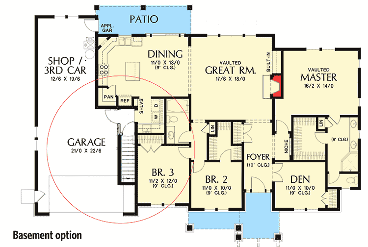 Plan 69605AM: 3 Bed Craftsman with Tapered Columned Porch - Floor Plan - Basement option - Craftsman, Northwest