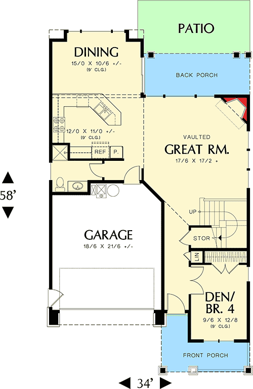 Plan 69606AM: Flexible Floorplan with 2-Story Great Room - Floor Plan - Main Level - Craftsman, Northwest