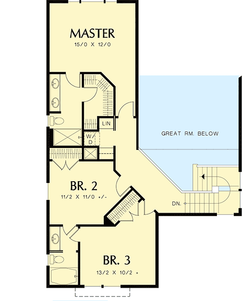 Plan 69606AM: Flexible Floorplan with 2-Story Great Room - Floor Plan - 2nd Floor - Craftsman, Northwest