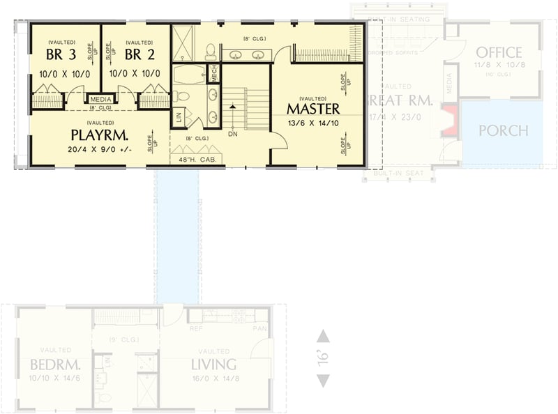 Plan 69609AM: Unique Dogtrot House Plan - Floor Plan - 2nd Floor - Craftsman, Northwest