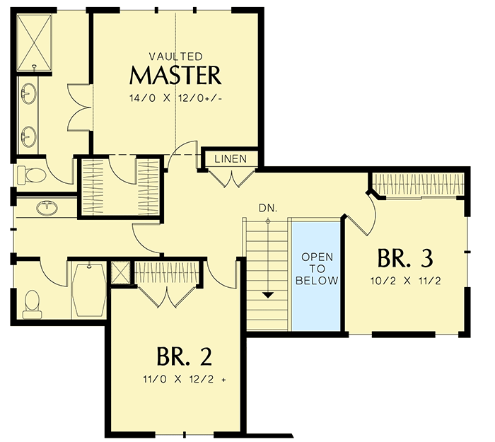 Plan 6990AM: Starter Home Plan with English Country Charm - Floor Plan - 2nd Floor - Traditional