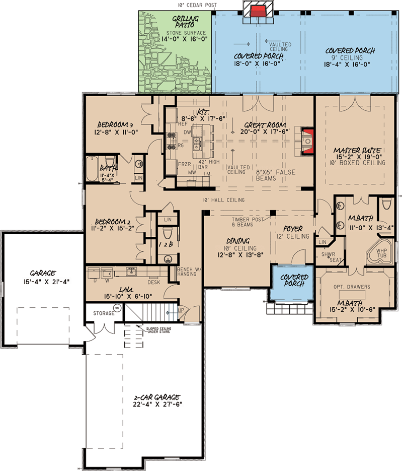 Plan 70508MK: 3 Bed Brick and Stone House Plan - 2428 Sq Ft - Floor Plan - Main Level - European, French Country