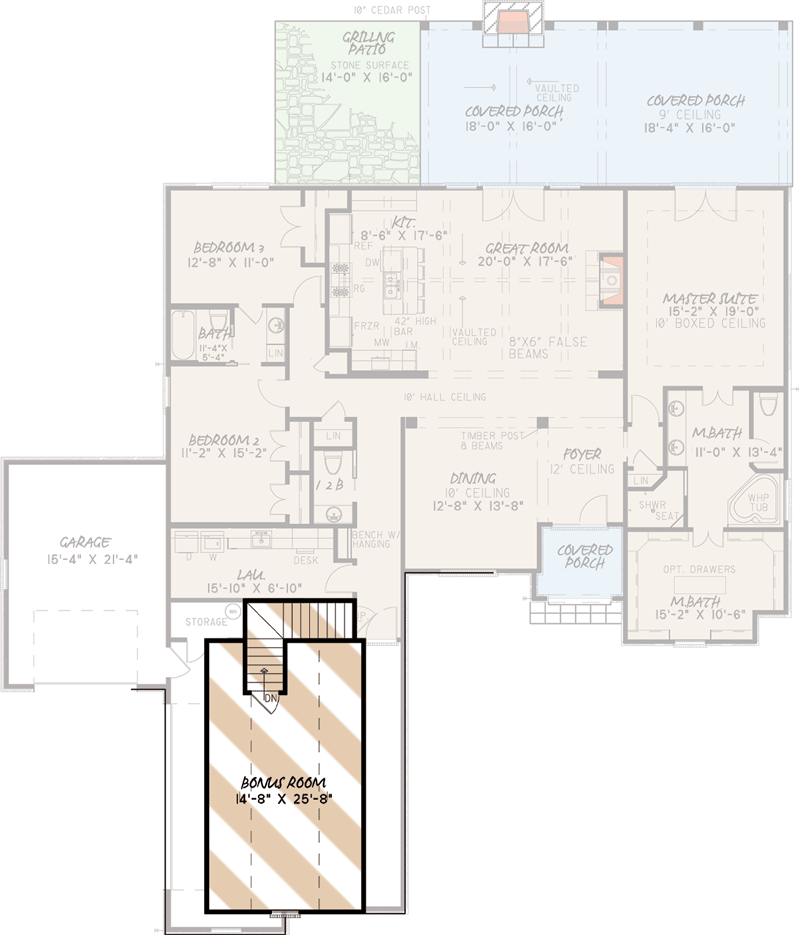 Plan 70508MK: 3 Bed Brick and Stone House Plan - 2428 Sq Ft - Floor Plan - Bonus - European, French Country
