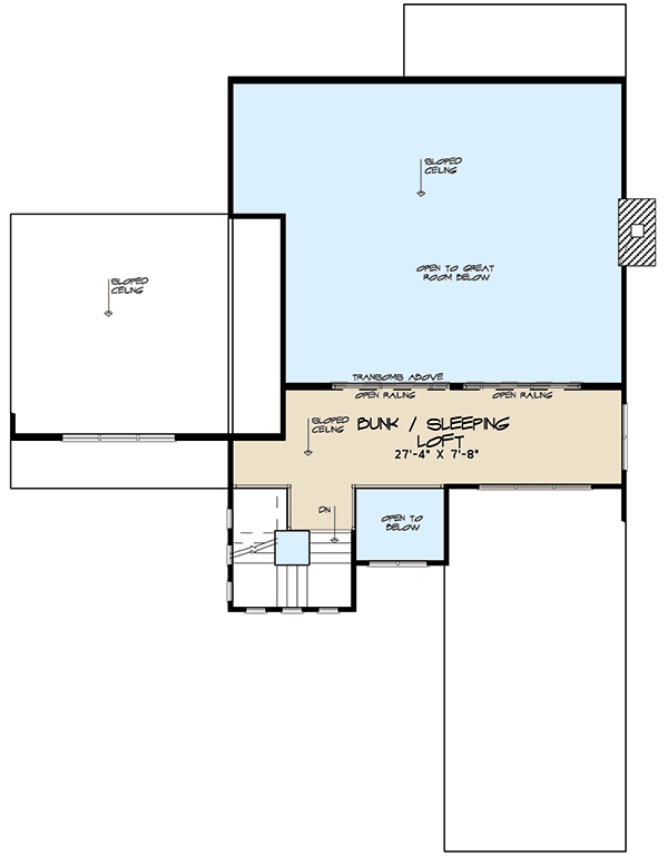 Plan 70510SND: 2 Bed Modern with Upstairs Sleeping Loft - 1911 Sq Ft - Floor Plan - 2nd Floor - Contemporary, Mid Century Modern, Modern