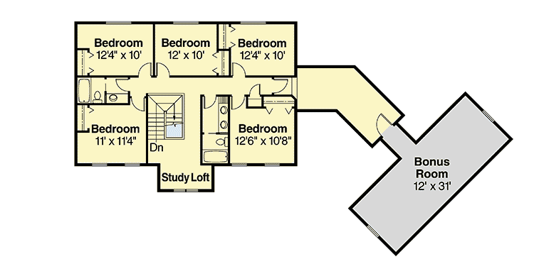 Plan 72070DA: Colonial Revival Home Plan - Floor Plan - 2nd Floor - Traditional