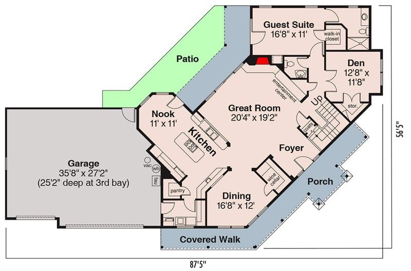 Plan 72114DA: Spacious Two-Story Country House Plan with Four Bedrooms and Wraparound Porch - Floor Plan - Main Level - Country, Craftsman, Traditional