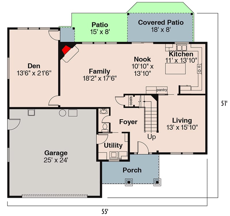 Plan 72115DA: Craftsman Mountain House Plan with 4 Bedrooms and 2,587 Square Feet - Floor Plan - Main Level - Craftsman, Mountain, Traditional