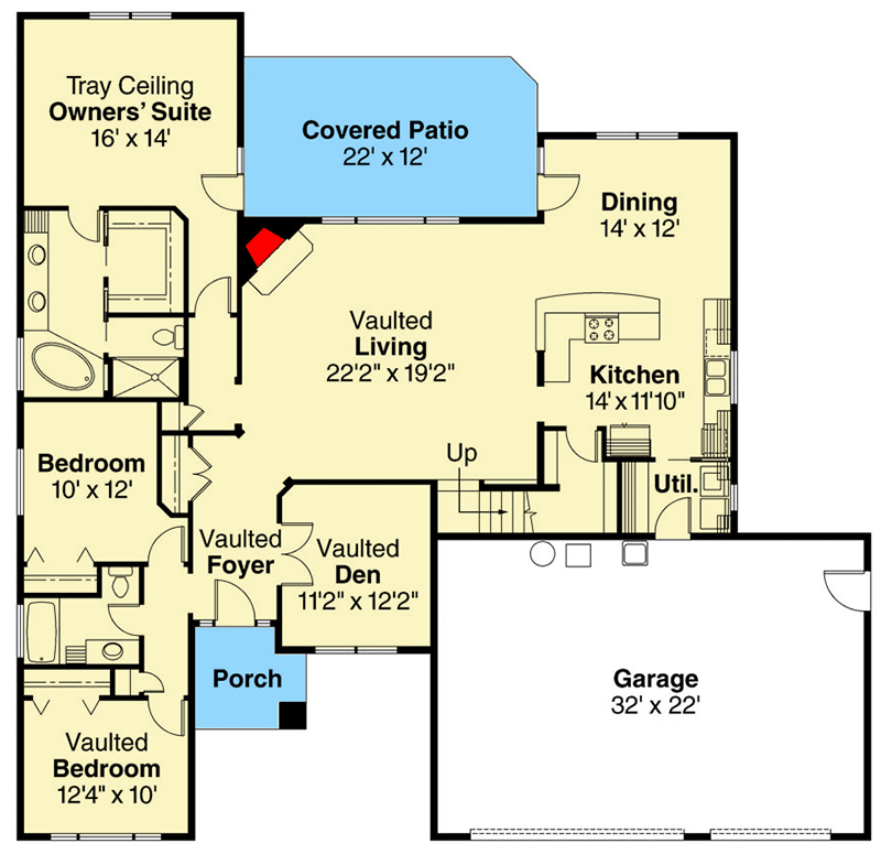 Plan 72232DA: Traditional 3 Car Garage House Plan with Bonus Room Above - Floor Plan - Main Level - Southern