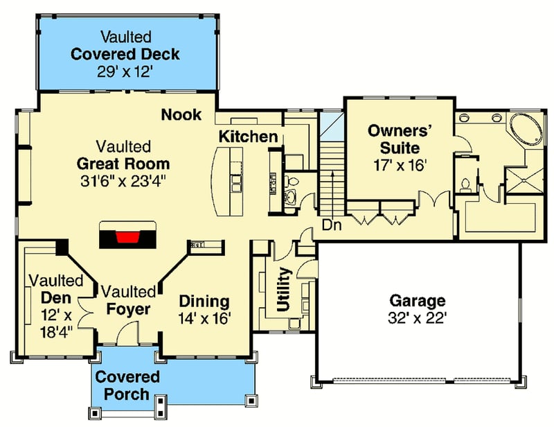 Plan 72237DA: Roomy Craftsman Bungalow - Floor Plan - Main Level - Craftsman, Mountain, Northwest