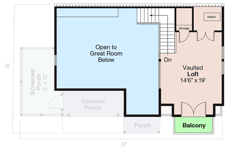 Plan 72471DA: Cottage Vacation House Plan with Loft and Lakefront Views - Floor Plan - 2nd Floor - Cottage, Vacation