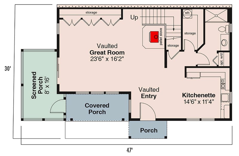 Plan 72471DA: Cottage Vacation House Plan with Loft and Lakefront Views - Floor Plan - Main Level - Cottage, Vacation