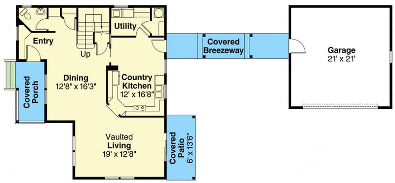 Plan 72556DA: Charming Mountain Style House Plan with Three Bedrooms and Detached Garage - Floor Plan - Main Level - Country, Mountain, Northwest