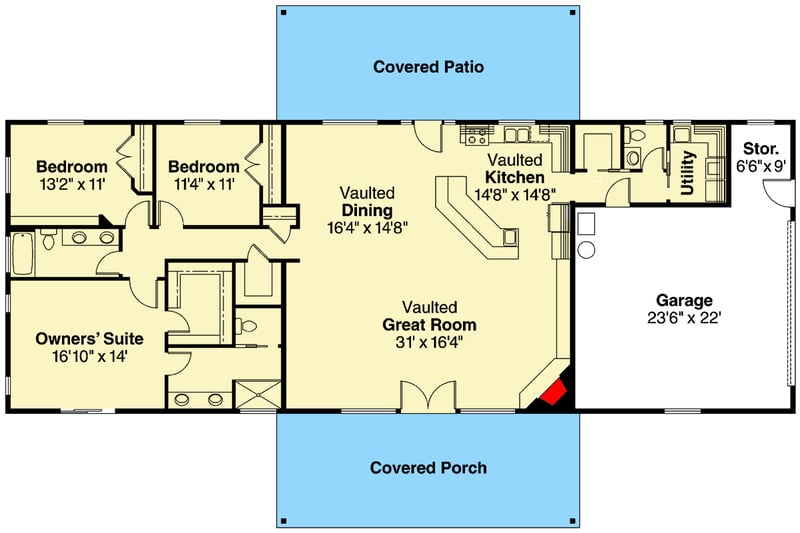 Plan 72565DA: Rustic Ranch Home Plan with Great Open Spaces - Floor Plan - Main Level - Mountain, Northwest, Ranch, Rustic