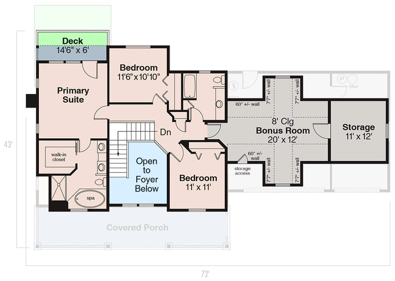 Plan 72568DA: Traditional Three Bedroom Country House Plan with Spacious Three Car Garage - Floor Plan - 2nd Floor - Country, New American, Traditional