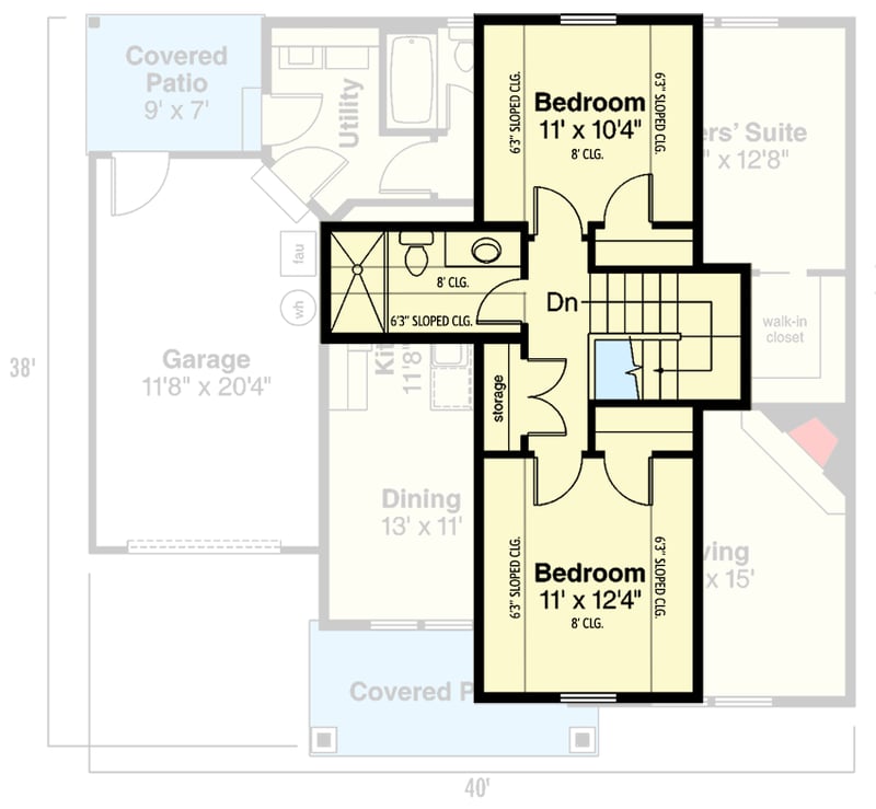 Plan 72581DA: Modest Home Plan Offers Modern Amenities - 1426 Sq Ft - Floor Plan - 2nd Floor - Cottage, Country