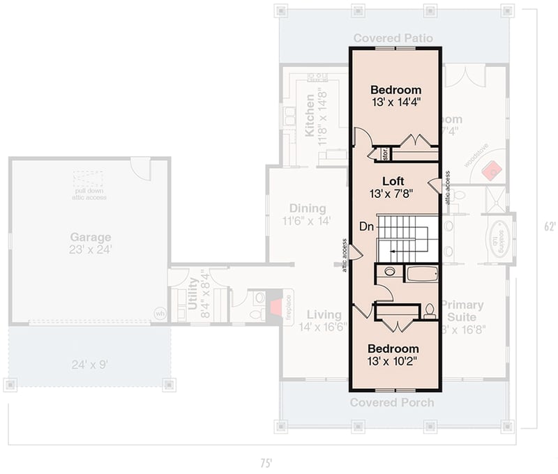 Plan 72599DA: Craftsman Northwest House Plan with Three Bedrooms and Attached Two-Car Garage - Floor Plan - 2nd Floor - Country, Craftsman, Northwest