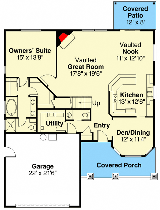 Plan 72602DA: Northwest Craftsman House Plan: Open Concept, 3 Beds, First-Floor Master - Floor Plan - Main Level - Craftsman, Northwest