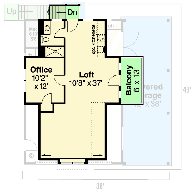 Plan 72667DA: Detached 650  Sq Ft Garage with Dormered Living Area - 804 Sq Ft - Floor Plan - 2nd Floor - Carriage, Country, Craftsman, Rustic