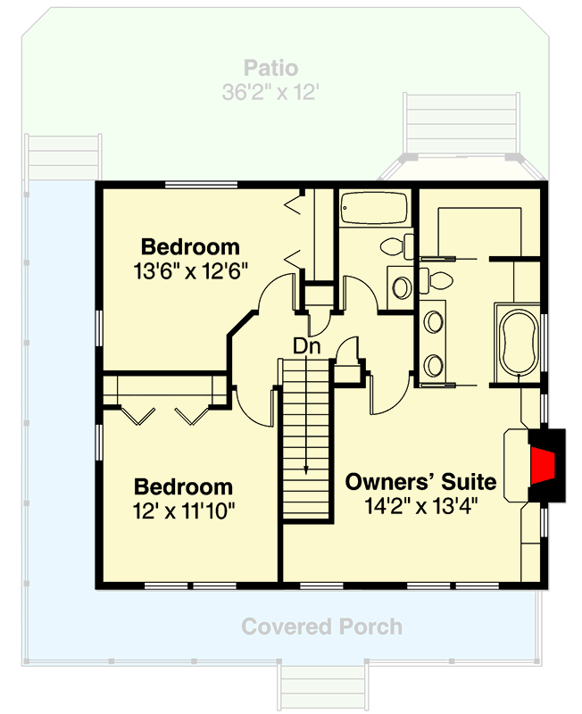 Plan 72682DA: 3-Bedroom Country House Plan with Wrap-Around Porch - Floor Plan - 2nd Floor - Country, Traditional