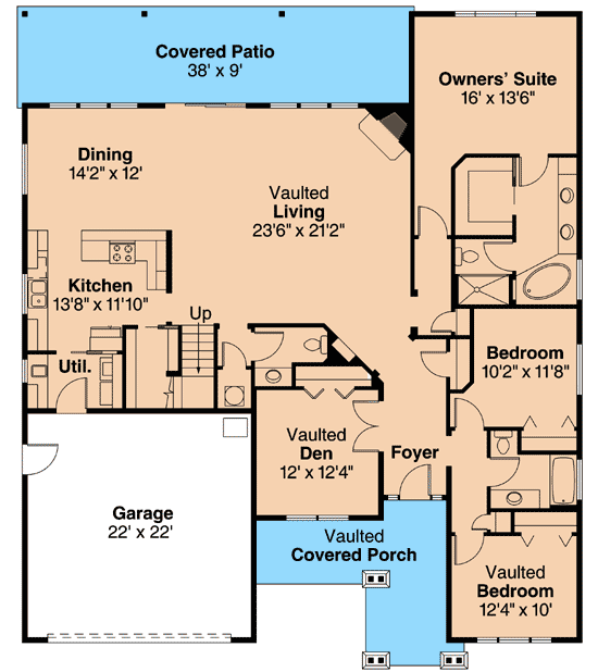 Plan 72690DA: Updated Craftsman Bungalow - Floor Plan - Main Level - Craftsman, Northwest, Ranch