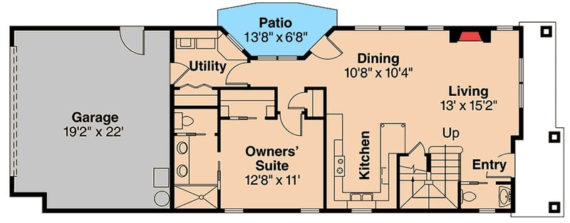 Plan 72695DA: 3 Bed Townhouse Plan With Options - Floor Plan - Main Level - Northwest, Traditional