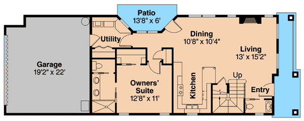 Plan 72696DA: 3 Bed Town Home Plan With Options - Floor Plan - Main Level - Northwest, Traditional