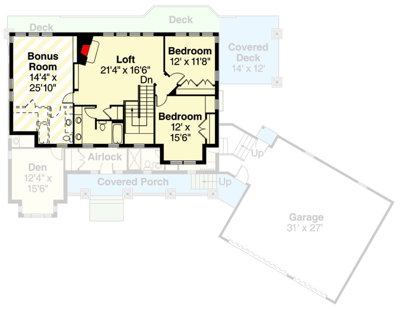 Plan 72701DA: Craftsman House Plan with 3-Car Garage, 3 Beds and Open Living, 2662 Sq Ft - Floor Plan - 2nd Floor - Country, Craftsman, Mountain, Northwest