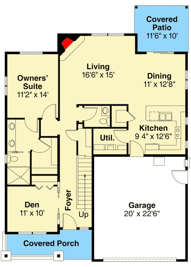 Plan 72718DA: Cottage With Pocket Doored Den - Floor Plan - Main Level - Bungalow, Cottage, Craftsman, Northwest
