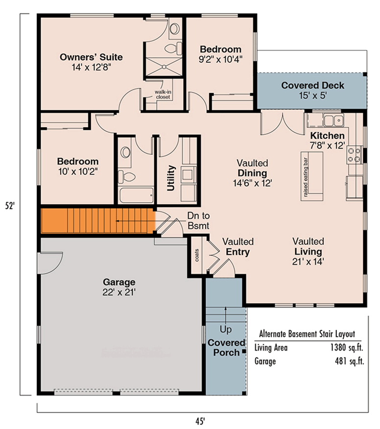 Plan 72719DA: Compact House Plan With Spacious Interior - Floor Plan - Basement Stairs Location - Country, Traditional