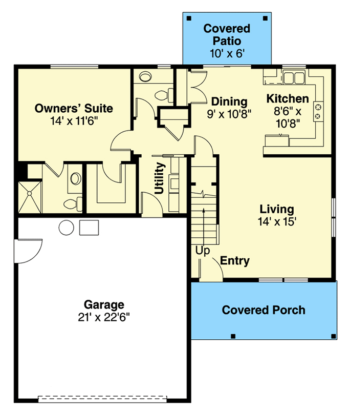 Plan 72783DA: 3-Bed Cute Country Home Plan with 2-Story Entry and Great Room - 1521 Sq Ft - Floor Plan - Main Level - Country, Northwest