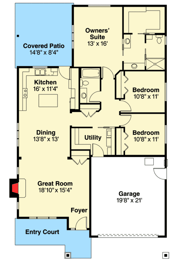 Plan 72786DA: Free Flowing 3 Bed House Plan - Floor Plan - Main Level - Craftsman, Northwest