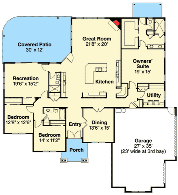 Plan 72801DA: 3 Bed Craftsman Style Ranch Home Plan - Floor Plan - Main Level - Craftsman, Northwest, Ranch