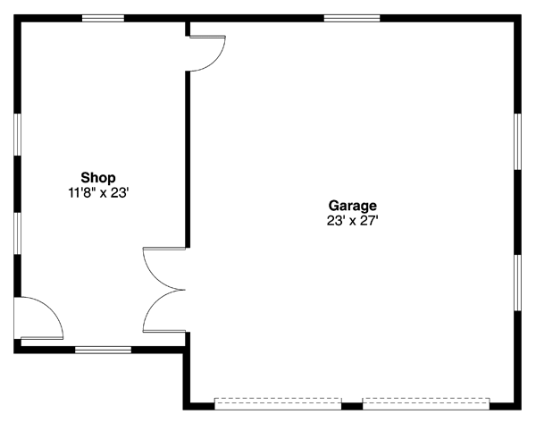 Plan 72821DA: 2 Car Garage Plan with Shop - Floor Plan - Main Level