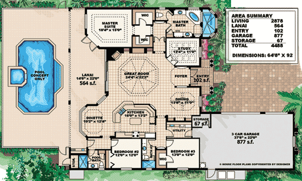 Plan 76011BW: Magnificent Great Room - Floor Plan - Main Level - European, Mediterranean