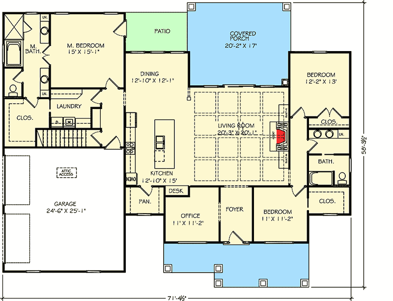 Plan 77615FB: One-Story Exclusive New American House Plan - Floor Plan - Main Level - Country, Craftsman, New American, Northwest, Ranch